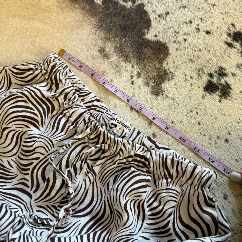 REFORMATION Olina Linen Pants In Optical Size‎ Medium Wide Leg